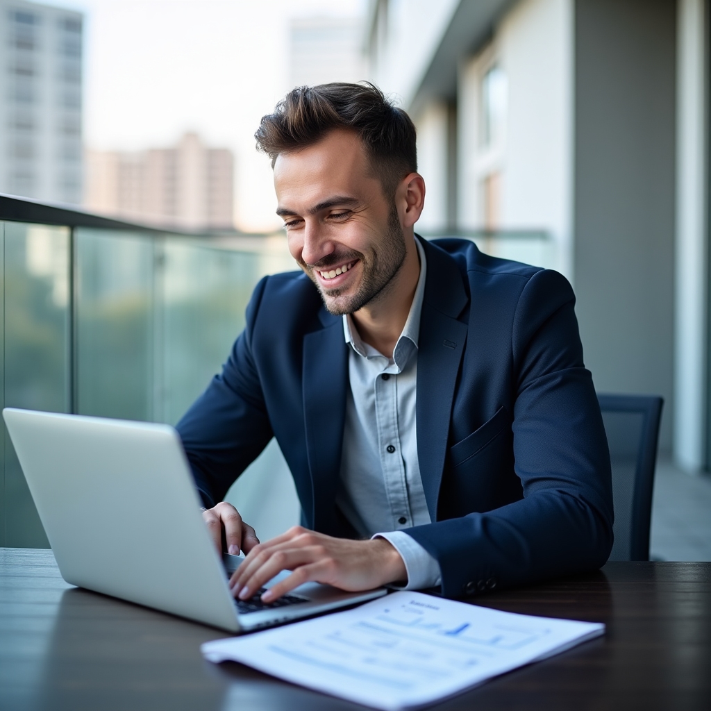 Молодой начинающий инвестор изучает финансовые материалы